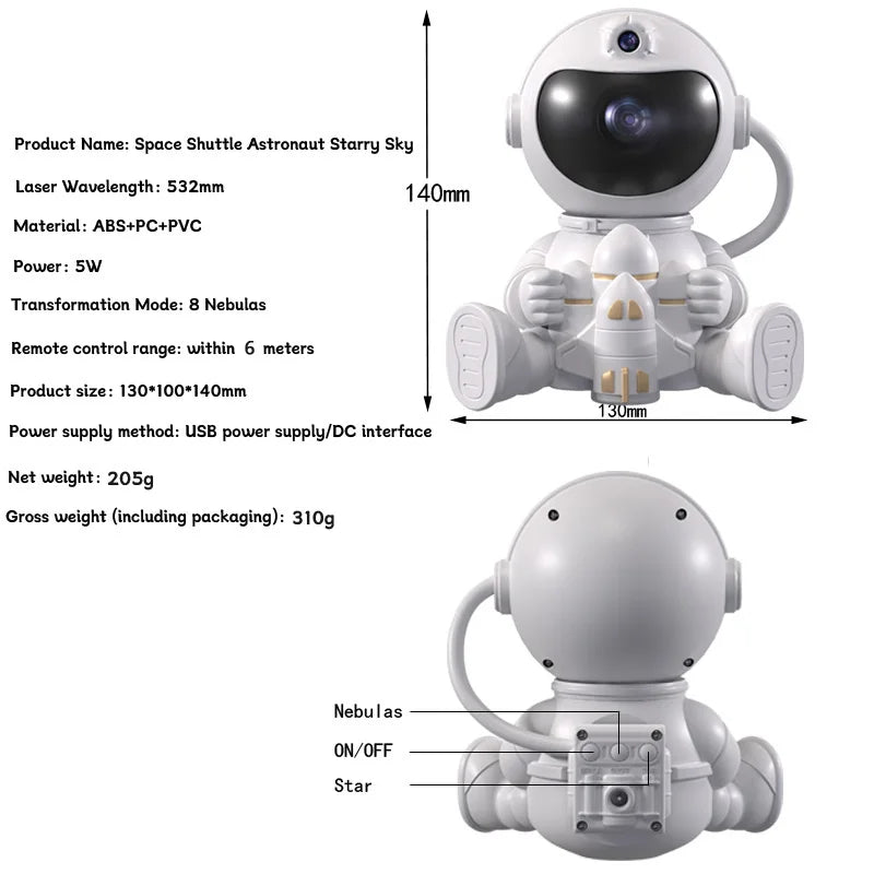 Rocket Astronaut LED Star Projector
