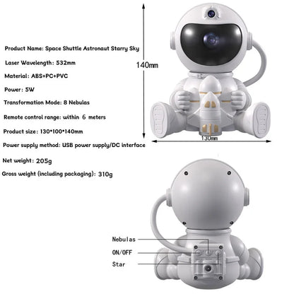 Rocket Astronaut LED Star Projector