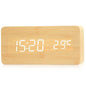 Digital LED Wooden Alarm Clock with Temperature Display