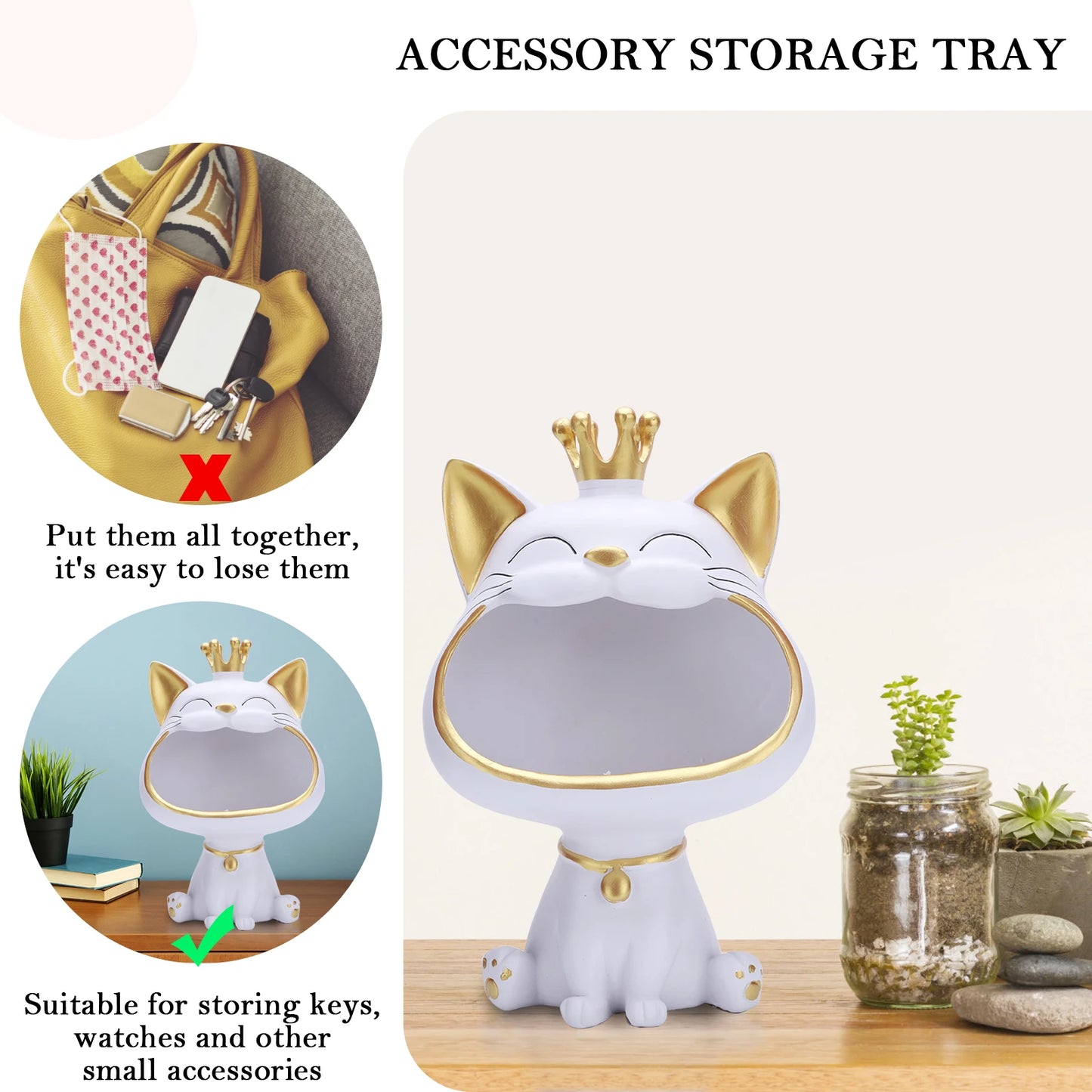 Fortune Cat Key Holder & Storage Figurine